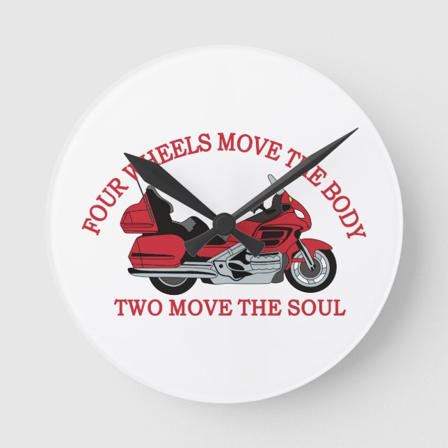 Zwei Räder Runde Wanduhr (Vorderseite)