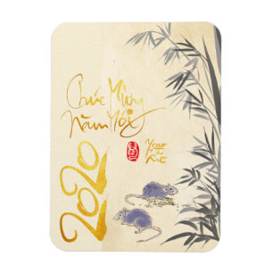 Zwei Rats Bamboo Vietnamese Neujahr 2020 VFM Magnet