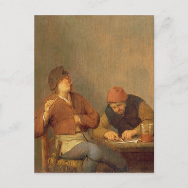 Zwei Raucher im Inneren, 1643 Postkarte (Vorderseite)