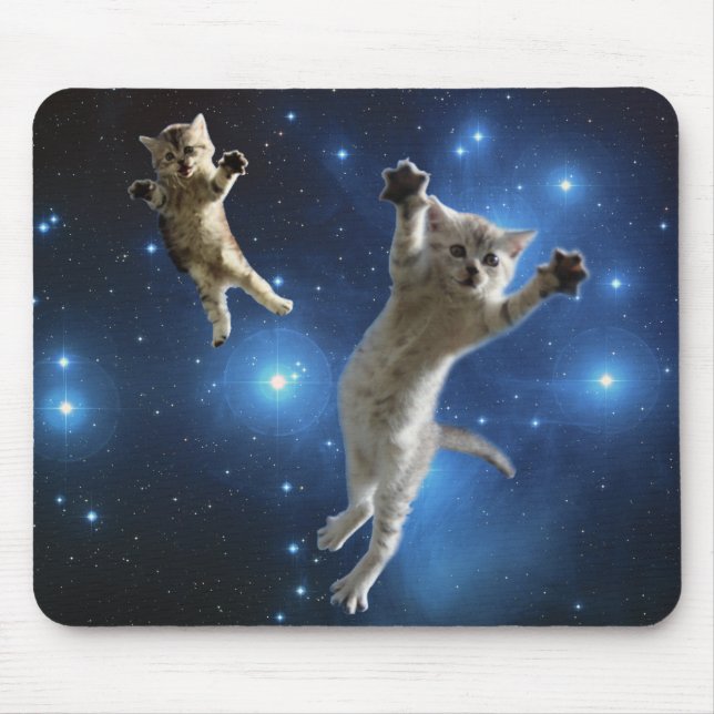 Zwei Raum-Katzen, die um Galaxie schwimmen Mousepad (Vorne)