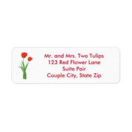 Zwei Red Tulips Blume Address Labels für Hochzeite