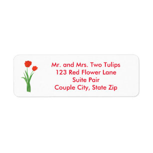 Zwei Red Tulips Blume Address Labels für Hochzeite