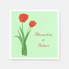 Zwei Red Tulips Personalisiert Hochzeiten Napkins Serviette
