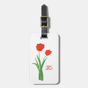 Zwei Red Tulips Personalisiert Mr. Luggage Tags Gepäckanhänger