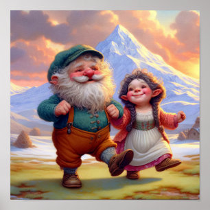 Zwei reizende erwachsene Munchkins beim Tanzen bei Poster