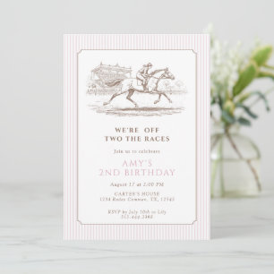 Zwei Rennen 2. Geburtstag Pinkes Pferderennen Einladung