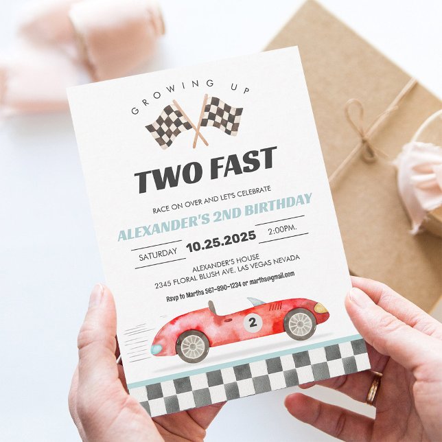 ZWEI Rennwagen 2. Geburtstag Einladung (Von Creator hochgeladen)