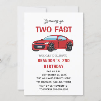 Zwei Rennwagen 2. Geburtstag Junge Einladung