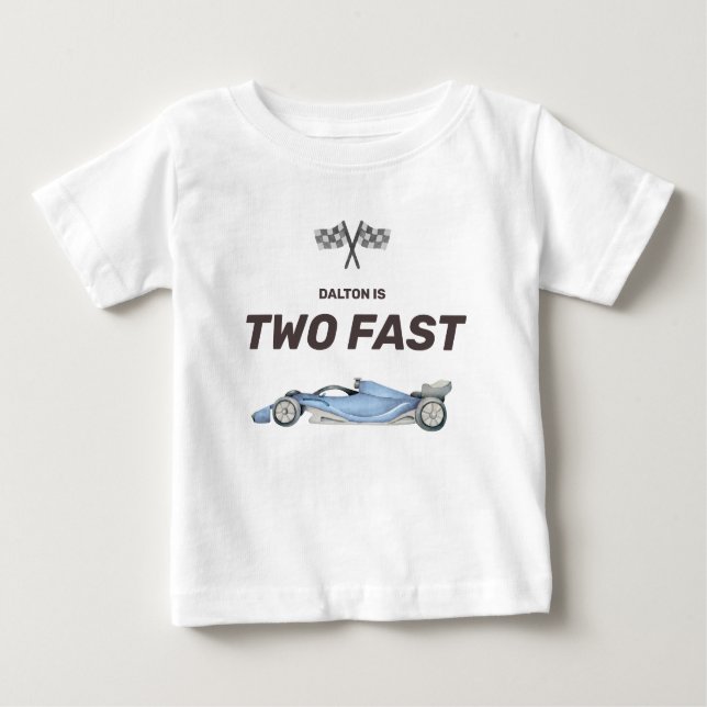 Zwei Rennwagen zweiter Geburtstag Kleinkind Baby T-shirt (Vorderseite)