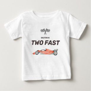 Zwei Rennwagen zweiter Geburtstag Kleinkind Baby T-shirt