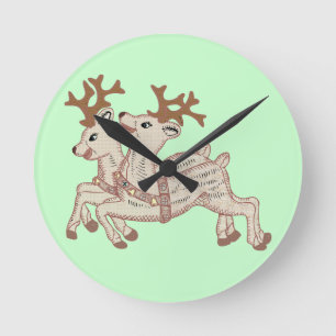 Zwei Rentiere Runde Wanduhr