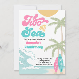 Zwei Retro-Surfbrett-Strand am 2. Geburtstag Einladung