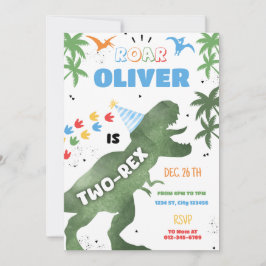 Zwei-Rex Dinosaur Geburtstagsparty Einladung