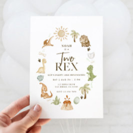 Zwei Rex Dinosaurier 2. Geburtstag Einladung