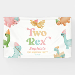 Zwei Rex Dinosaurier 2. Geburtstagsparty Banner