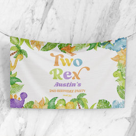Zwei Rex Dinosaurier 2. Geburtstagsparty Banner