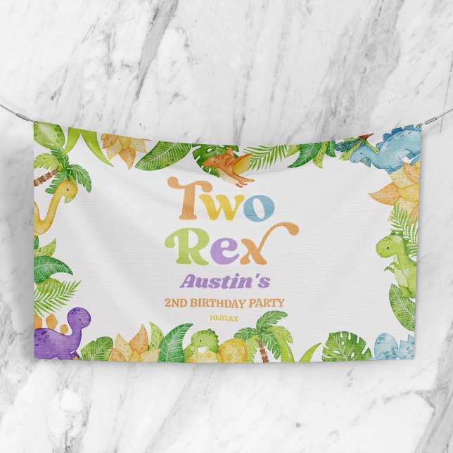 Zwei Rex Dinosaurier 2. Geburtstagsparty Banner (Von Creator hochgeladen)