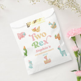 Zwei Rex Dinosaurier 2. Geburtstagsparty Geschenktütchen