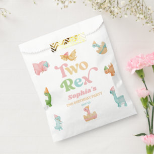 Zwei Rex Dinosaurier 2. Geburtstagsparty Geschenktütchen