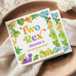 Zwei Rex Dinosaurier 2. Geburtstagsparty Serviette