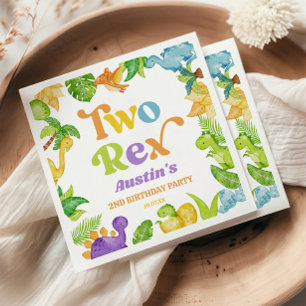 Zwei Rex Dinosaurier 2. Geburtstagsparty Serviette