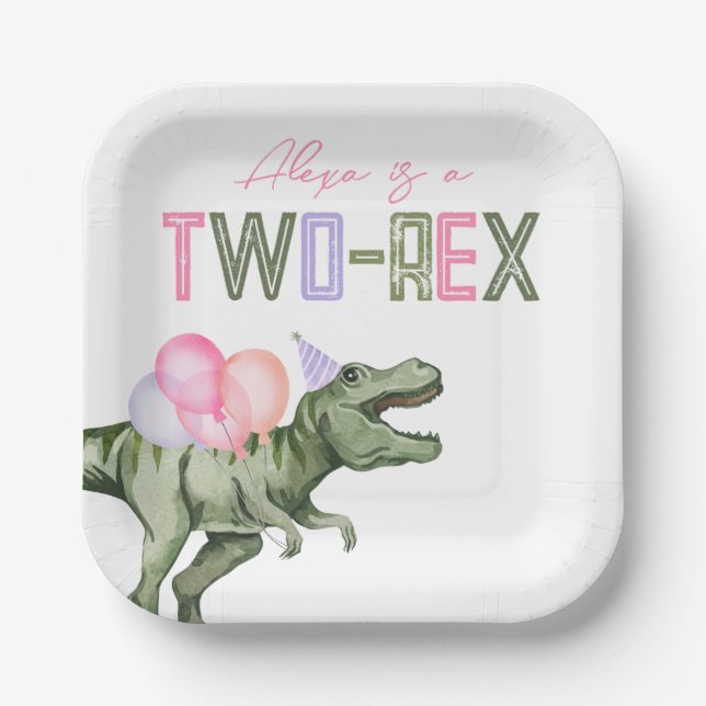 Zwei-Rex-Party-Papier-Teller für Mädchen Pappteller (Vorderseite)