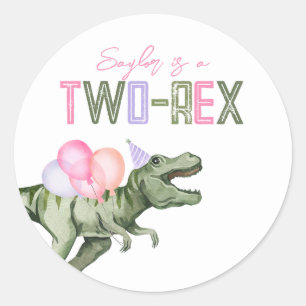 Zwei-Rex-Party-Sticker für Mädchen Runder Aufkleber