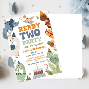 Zwei Rex Ready Two Party, Junge zweite Geburtstags Einladung