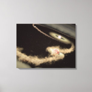 Zwei riesige Gasexoplanen, die einen jungen Star u Leinwanddruck