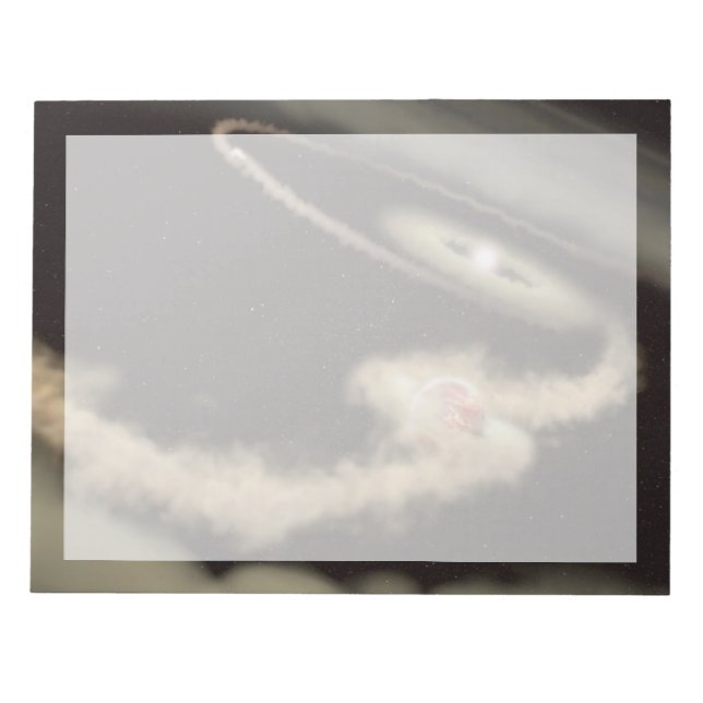 Zwei riesige Gasexoplanen, die einen jungen Star u Notizblock (Vorderseite)