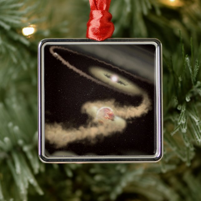 Zwei riesige Gasexoplanen, die einen jungen Star u Ornament Aus Metall (Baum)