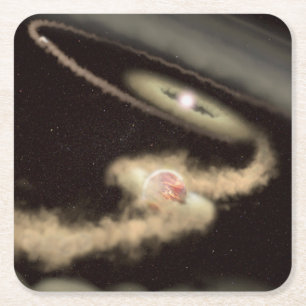 Zwei riesige Gasexoplanen, die einen jungen Star u Rechteckiger Pappuntersetzer