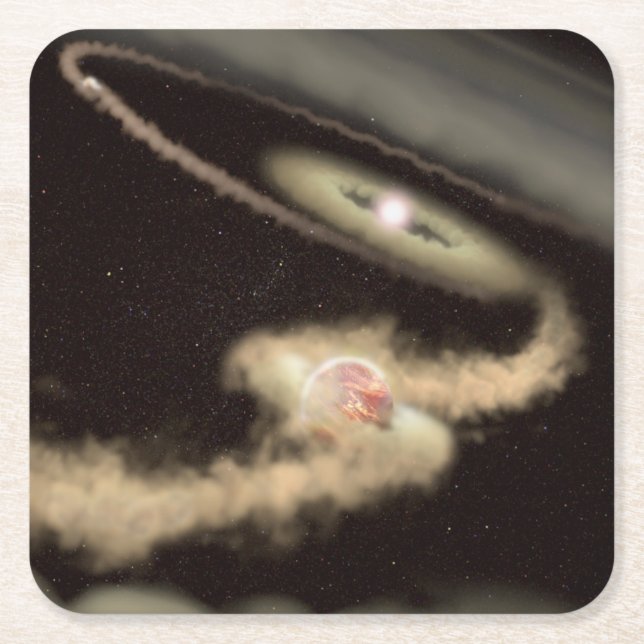 Zwei riesige Gasexoplanen, die einen jungen Star u Rechteckiger Pappuntersetzer (Vorderseite)