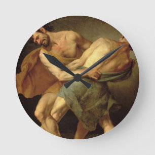 Zwei Ringkämpfer Runde Wanduhr