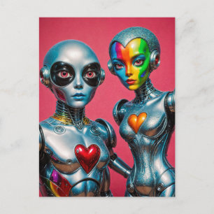 Zwei Roboter in Liebe Postkarte