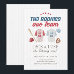 Zwei Rookies ein Team Baseball Twin Brother Einladung<br><div class="desc">Doppelte den Spaß,  doppelt die Zuhause läuft! Feiern Sie den besonderen Tag Ihrer Zwillingsjungen mit dieser "Two Rookies,  One Team" Baseball-Geburtstagseinladung. Dieses Design mit klassischer Fledermaus- und Ballgrafik eignet sich perfekt für ein Vintages Sportfest.</div>
