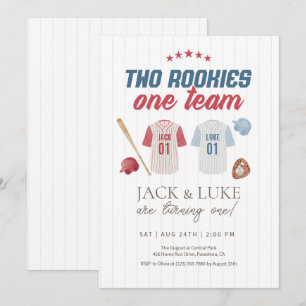 Zwei Rookies ein Team Baseball Twin Brother Einladung