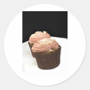 zwei rosa Cupcakes Runder Aufkleber