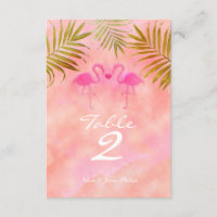 Zwei rosa Flamingos Aquarell-Tischnummernkarte