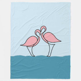 Zwei rosa Flamingos auf dem Wasser groß Fleecedecke