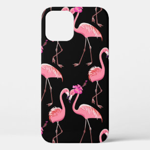 Zwei rosa Flamingos auf schwarzem Hintergrund. nah Case-Mate iPhone Hülle