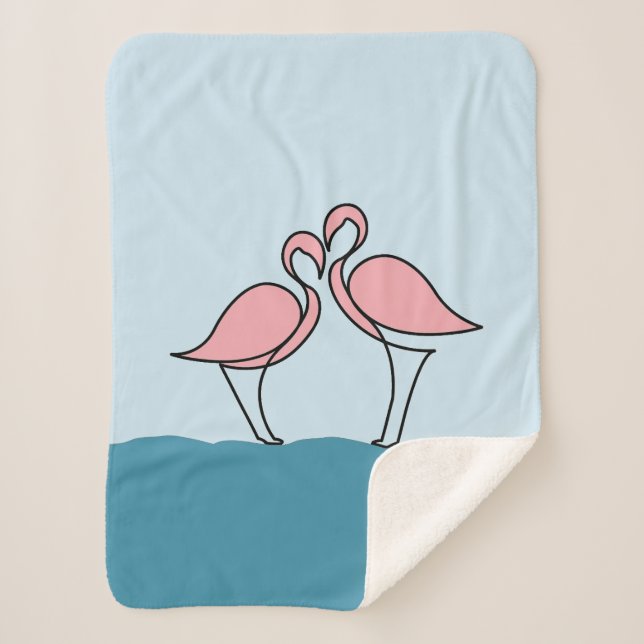 Zwei rosa Flamingos auf Wasser klein Sherpadecke (Vorderseite)