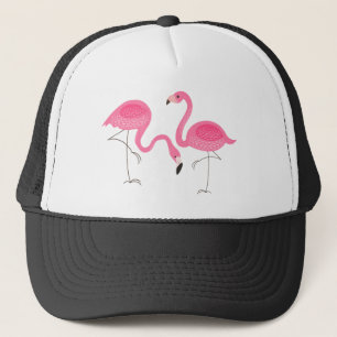 Zwei rosa Flamingos einfache Illustration Truckerkappe