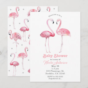 Zwei rosa Flamingos Flamingo Tropisches Baby Showe Einladung