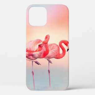 Zwei rosa Flamingos im Wasser bei SonnenuntergangF Case-Mate iPhone Hülle