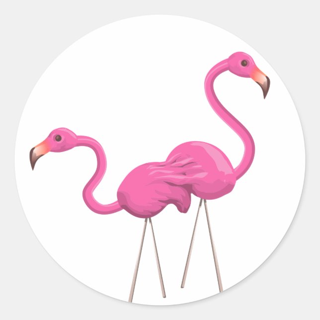 Zwei rosa Flamingos stehend Runder Aufkleber (Vorderseite)