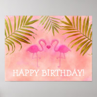Zwei rosa Flamingos Tropical Beach Party Banner