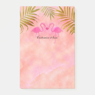 Zwei rosa Flamingos Wasserfarbe Tropisch Post it Post-it Klebezettel