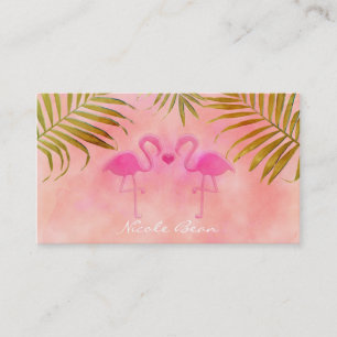Zwei rosa Flamingos Watercolor Visitenkarten Visitenkarte