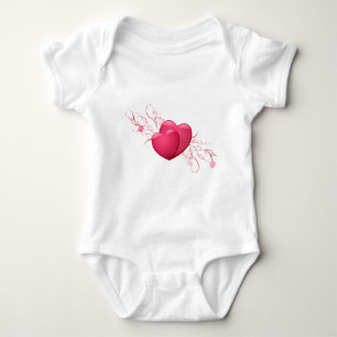Zwei rosa Herzen Baby Strampler
